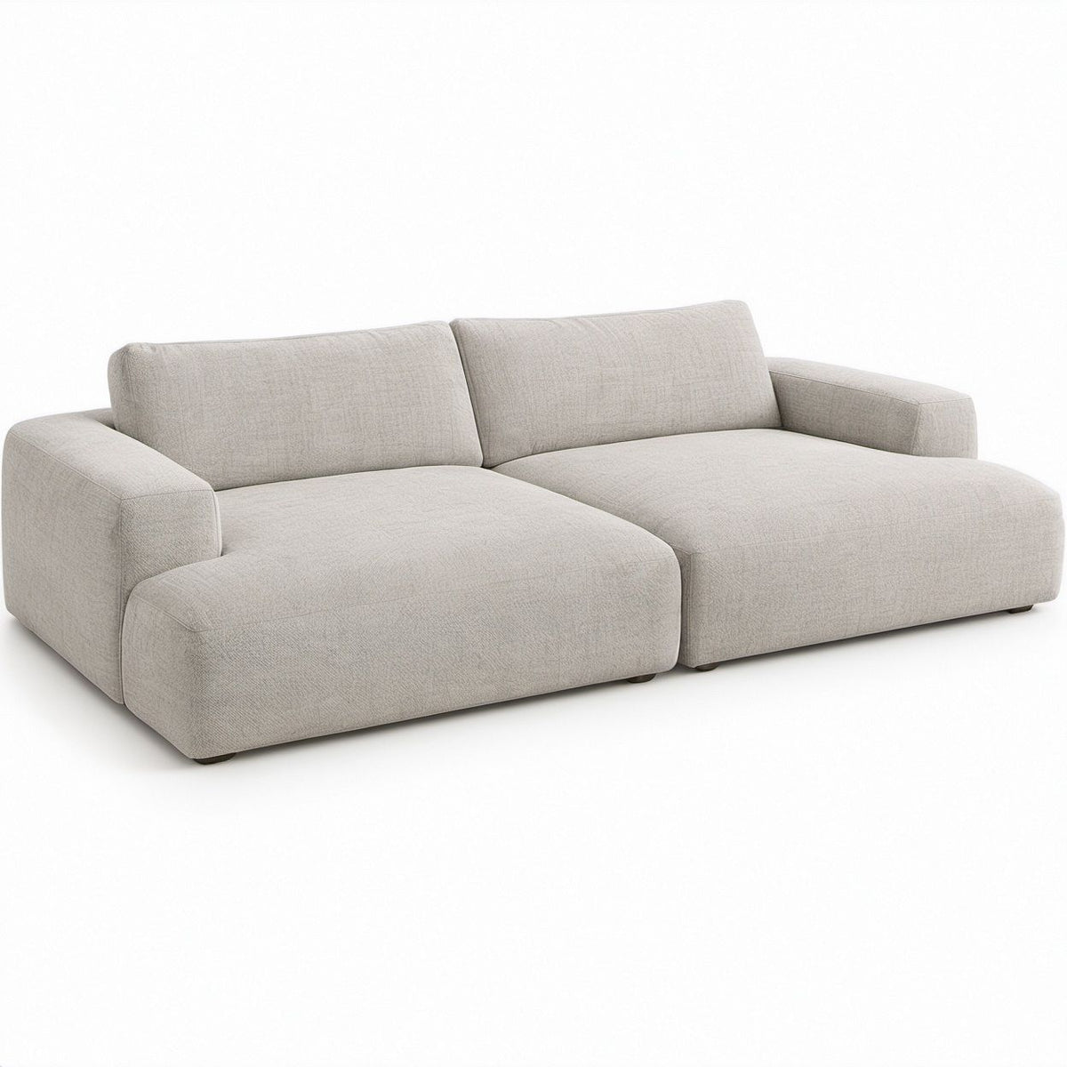 2-Piece Modular Sofa, Beige Polyester Upholstery, 240 x 105 x 76 cm