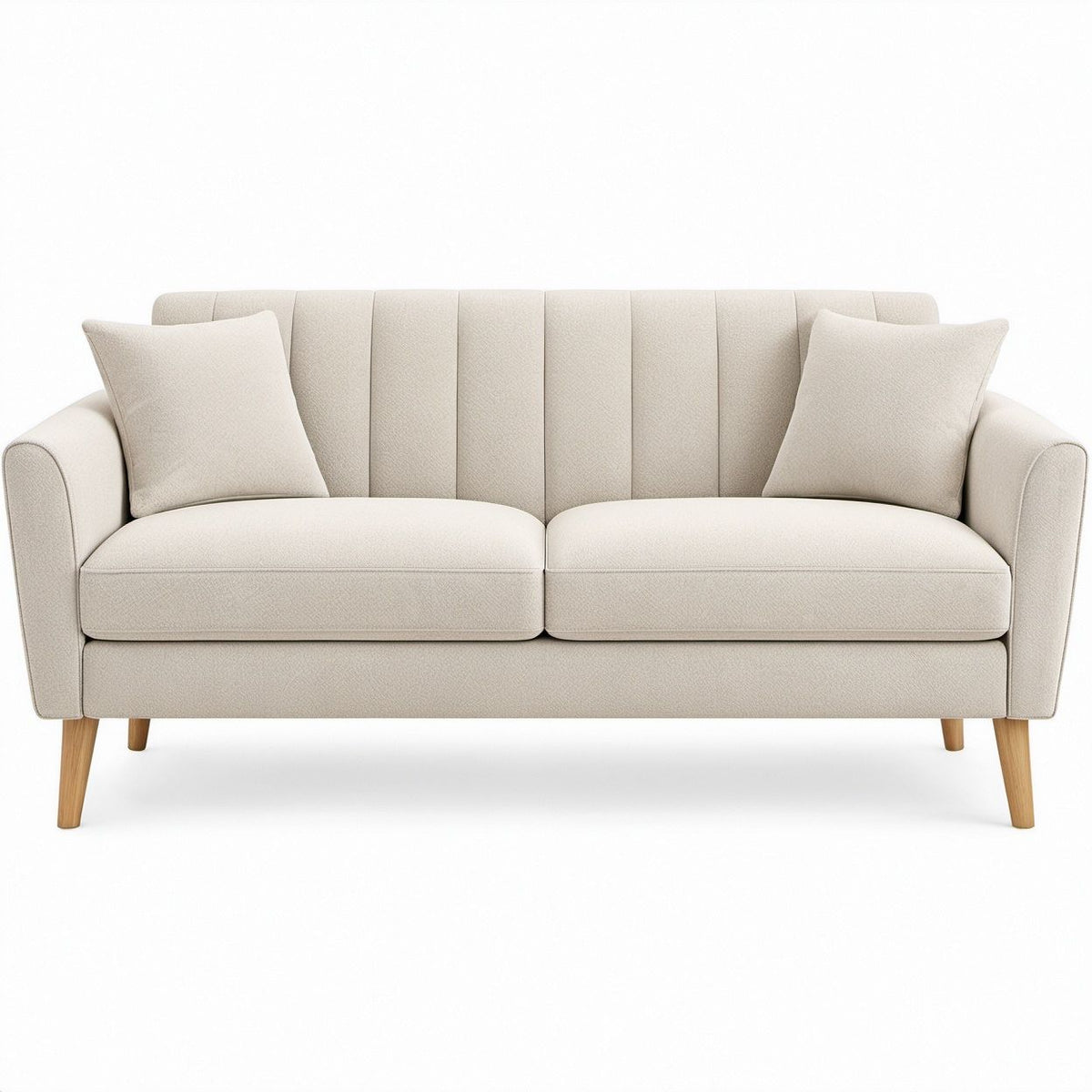 Ivory 2-Seat Loveseat Sofa with Polyester Upholstery, 63 x 34 x 35 in