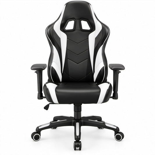 Racing Style Gaming Chair, Black and White PU Leather, 68 x 65 x 122-132 cm