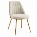 Cream Upholstered Dining Chair with Gold Steel Legs, 19.7 x 23.2 x 33.5 in