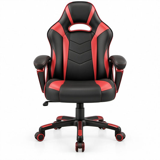 Ergonomic High-Back Gaming Chair, Black/Red PU Leather, 26.4 x 26.4 x 47.2-51.2 in