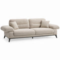 Cream Boucle 3-Seater Sofa with Black Steel Legs, 89 x 37 x 34 in